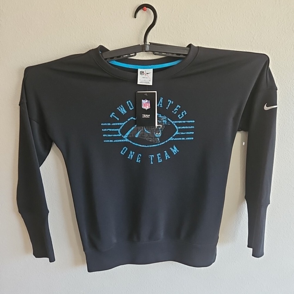 Nike Carolina Panthers Sweatshirt Women's Size Small Black Pullover NWT Dri Fit